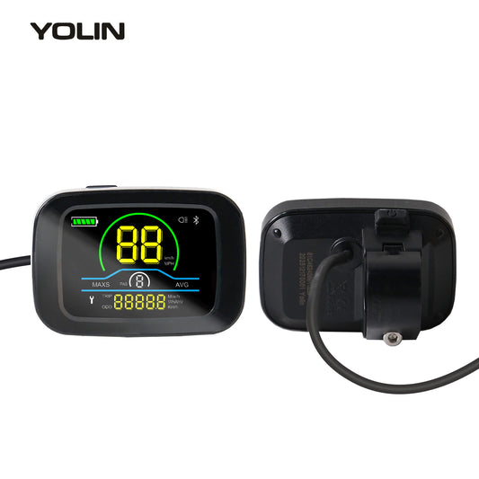 Yolin YL-61C 2.6 inch LCD e-bike display – compact side mounted display for limited handlebar space front and back view