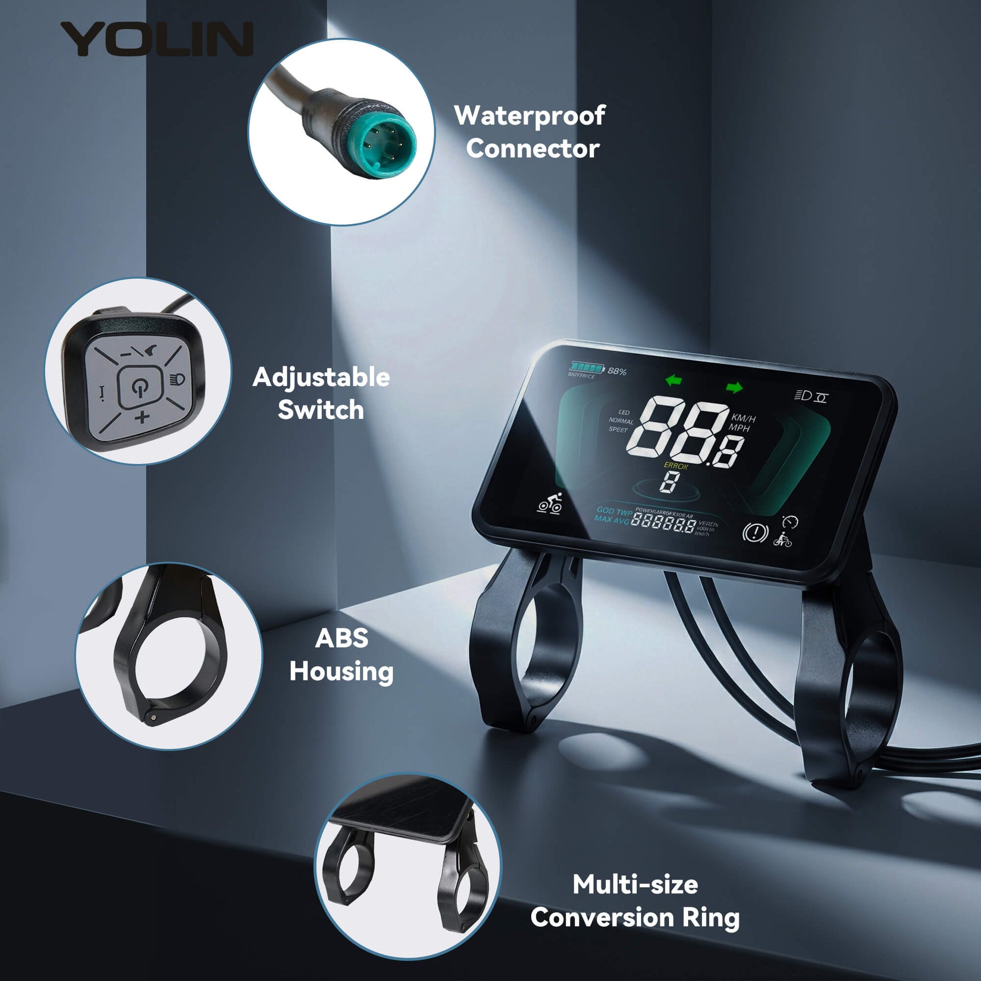 Yolin YL-81F-H 3.5 inch LCD e-bike display – horizontal cockpit display 