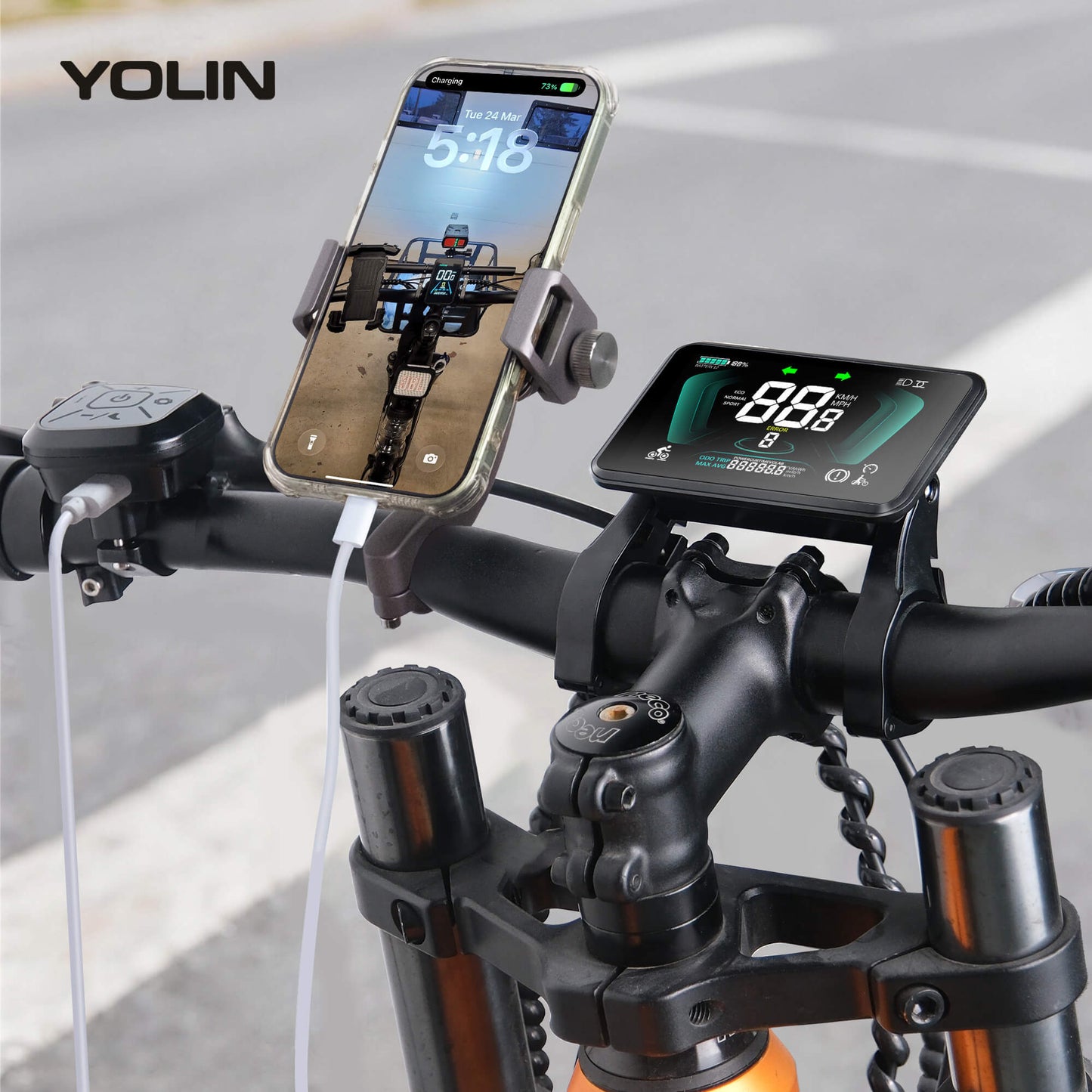 Yolin YL-81F-H e-bike display with an USB charging port
