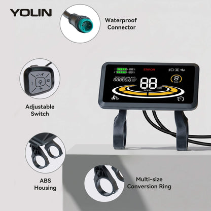 Yolin YL-91F-H 4 inch LCD e-bike display – horizontal large format display for integrated e-bike cockpit systems
