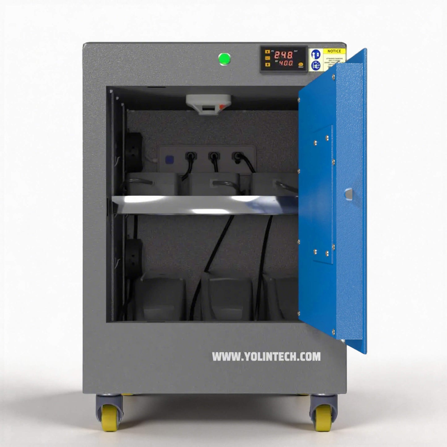 Yolin-lithium-ion-battery-charging-cabinet-urban-indoor-apartment-with-batteries-and-chargers