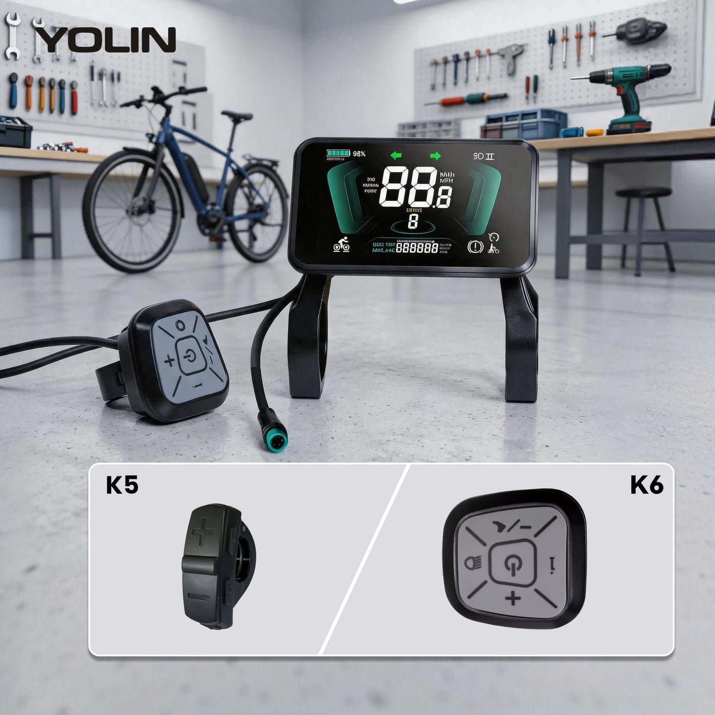 Yolin YL-81F-H e-bike display with two different control buttons for speed and pedal assist settings